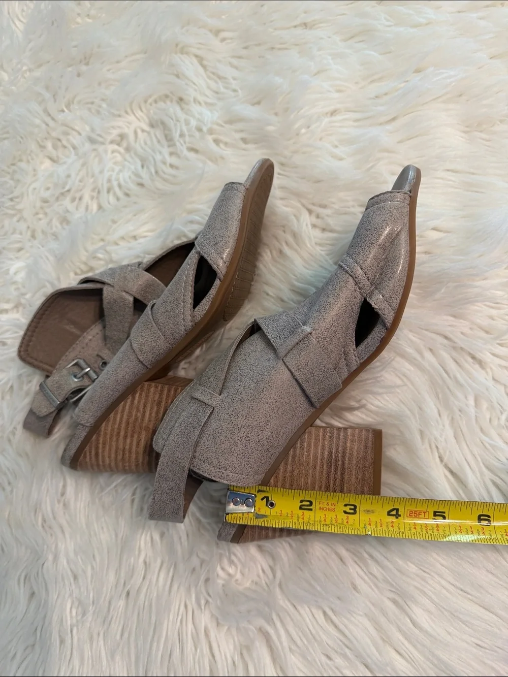 LUCCA LANE  Metallic Taupe Slingback Block Heel Sandals size 9.5 excellent  cond